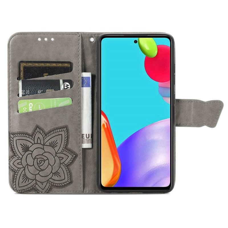 Læder Cover Samsung Galaxy A52 5G / A52 4G / A52s 5G Relief Sommerfugl