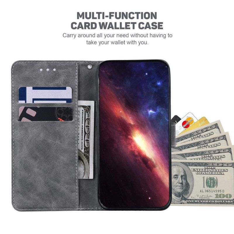 Case Poco M3 Pro 5G Original Flip Cover Imiteret Læderstriber