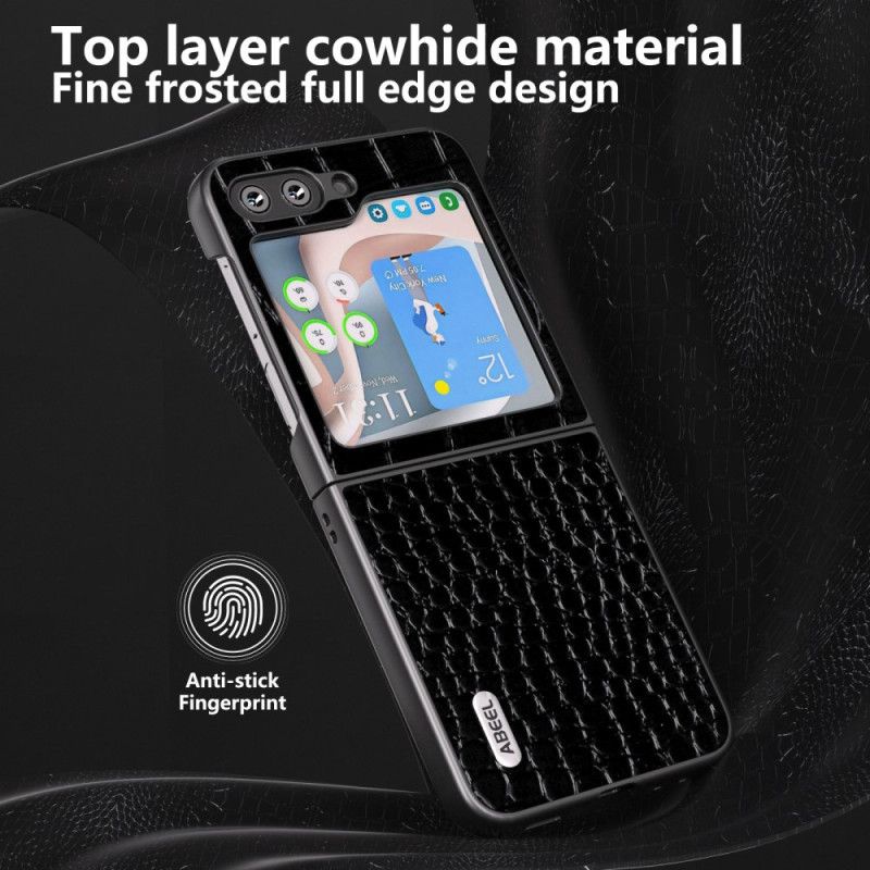 Cover Samsung Galaxy Z Flip 5 Ægte Abeel Tekstureret Læder