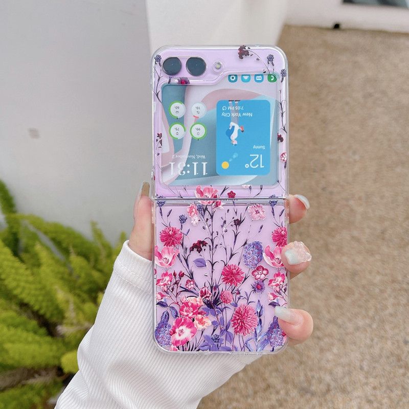 Cover Samsung Galaxy Z Flip 5 Gennemsigtig Blomstret