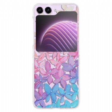 Cover Samsung Galaxy Z Flip 5 Gennemsigtige Grafiske Blomster