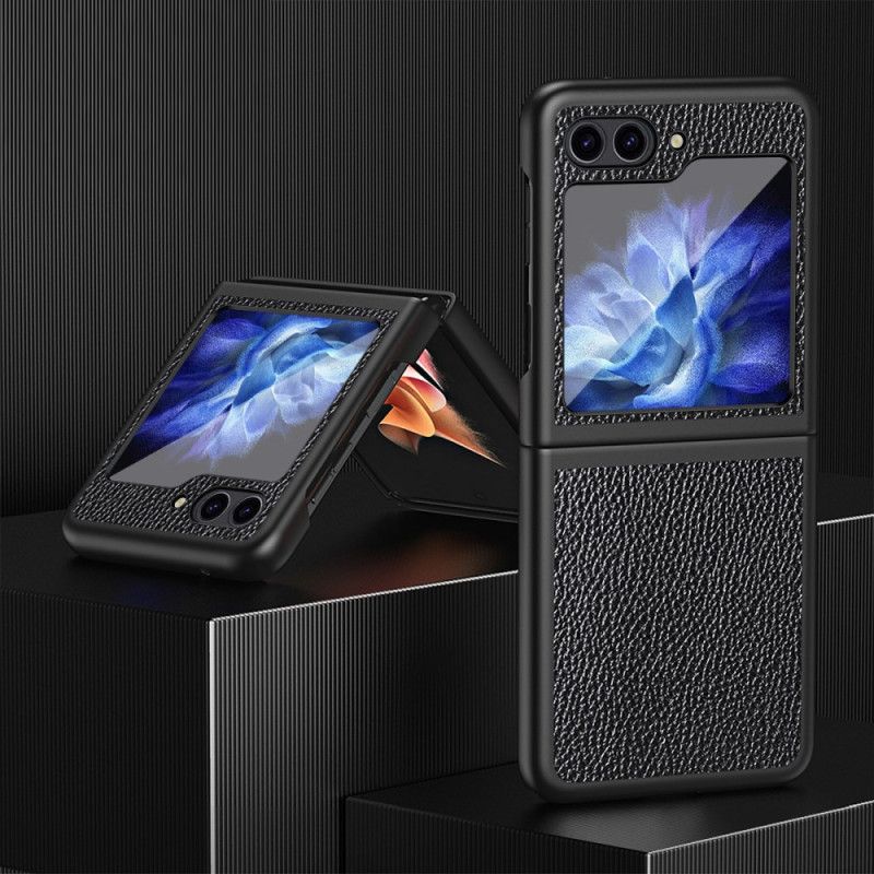 Cover Samsung Galaxy Z Flip 5 Klassisk Litchi Imiteret Læder