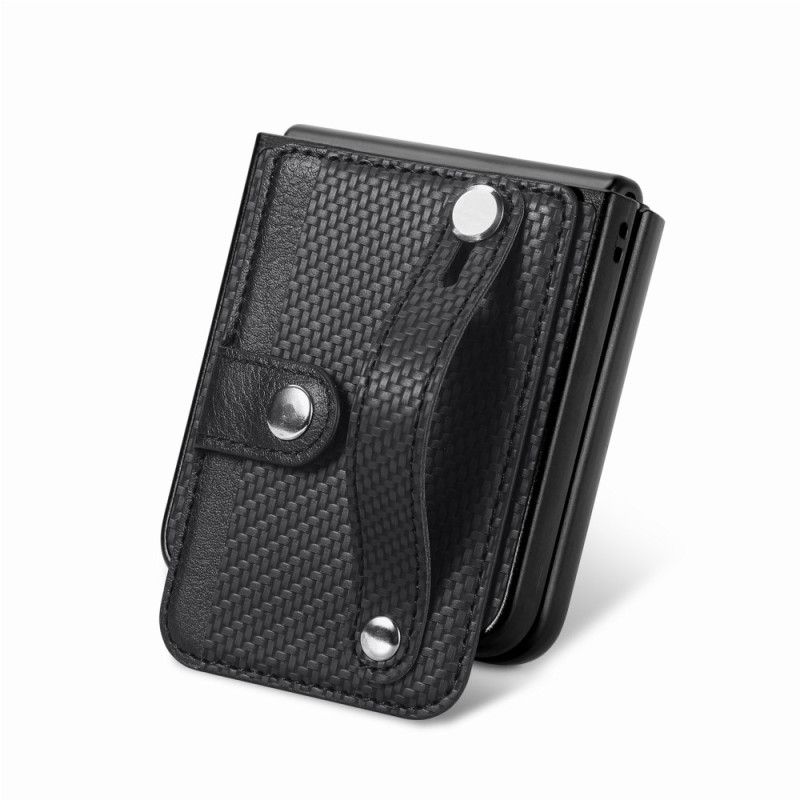 Cover Til Samsung Galaxy Z Flip 5 Carbon Fiber Card Holder Og Rem