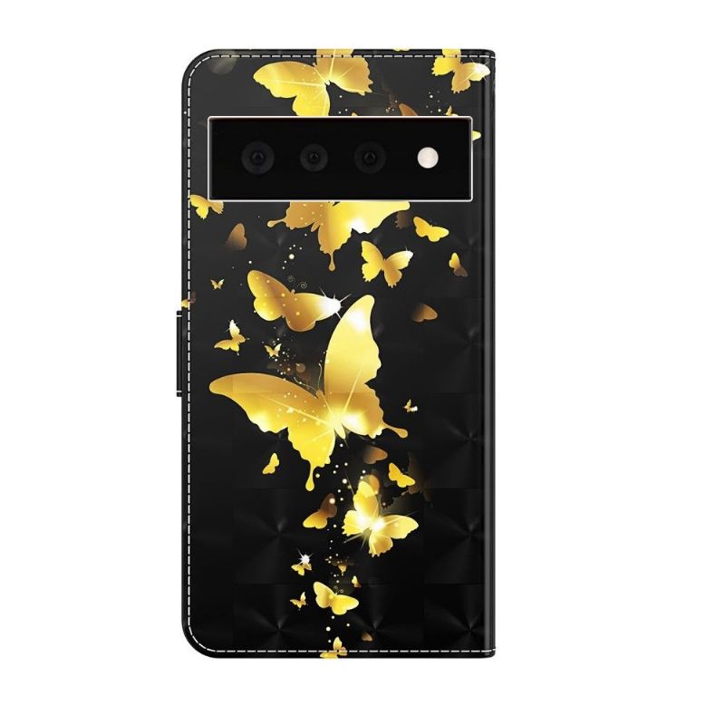 Flip Cover Google Pixel 6 Pro Guldsommerfugle Illustration