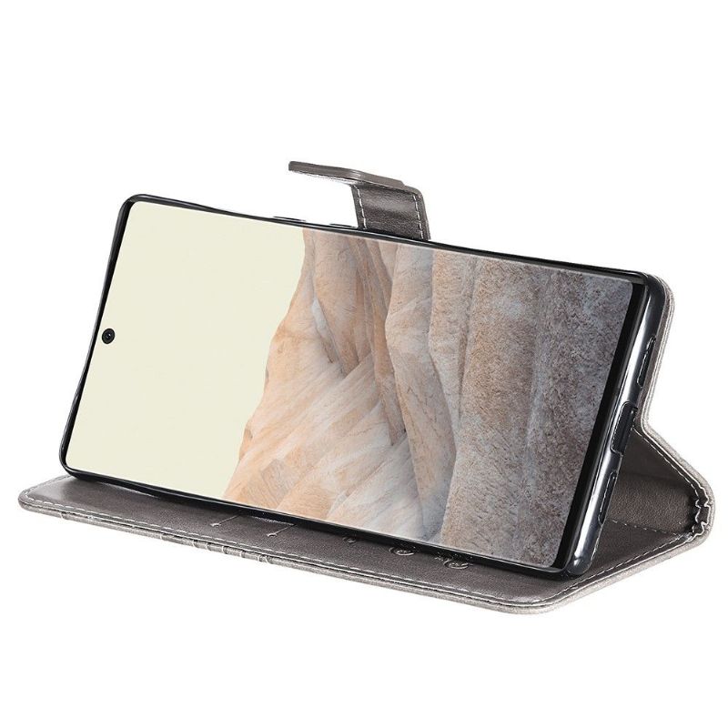 Flip Cover Google Pixel 6 Pro Hemming Supportfunktion Sommerfugle