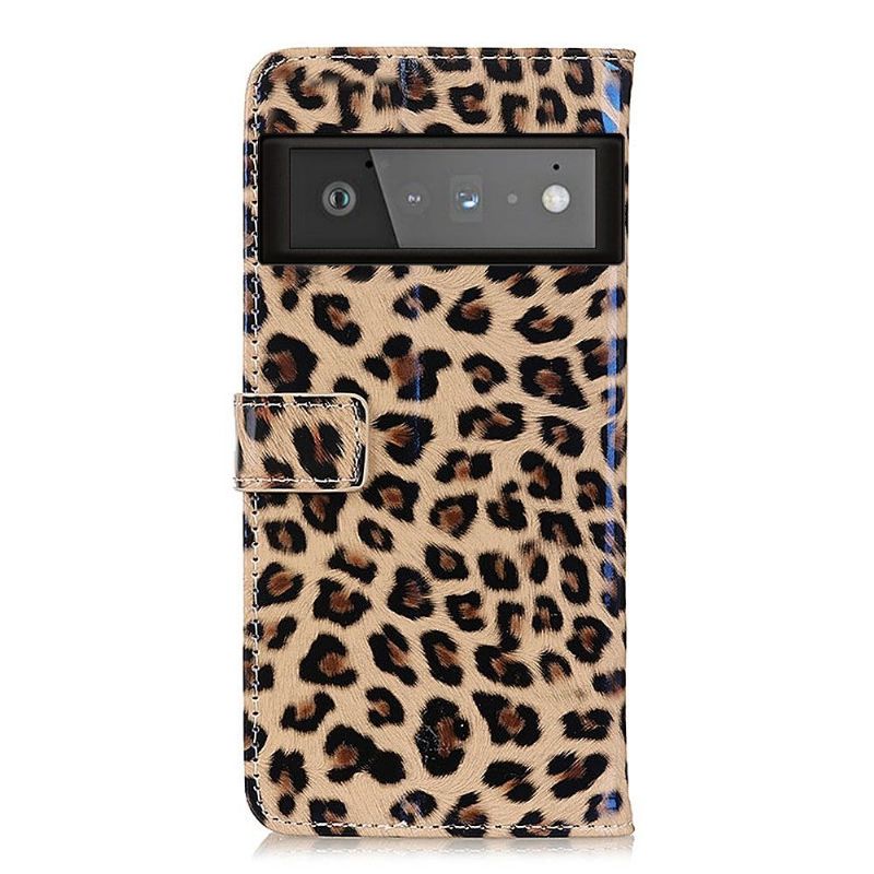 Flip Cover Google Pixel 6 Pro Leopardstil I Imiteret Læder