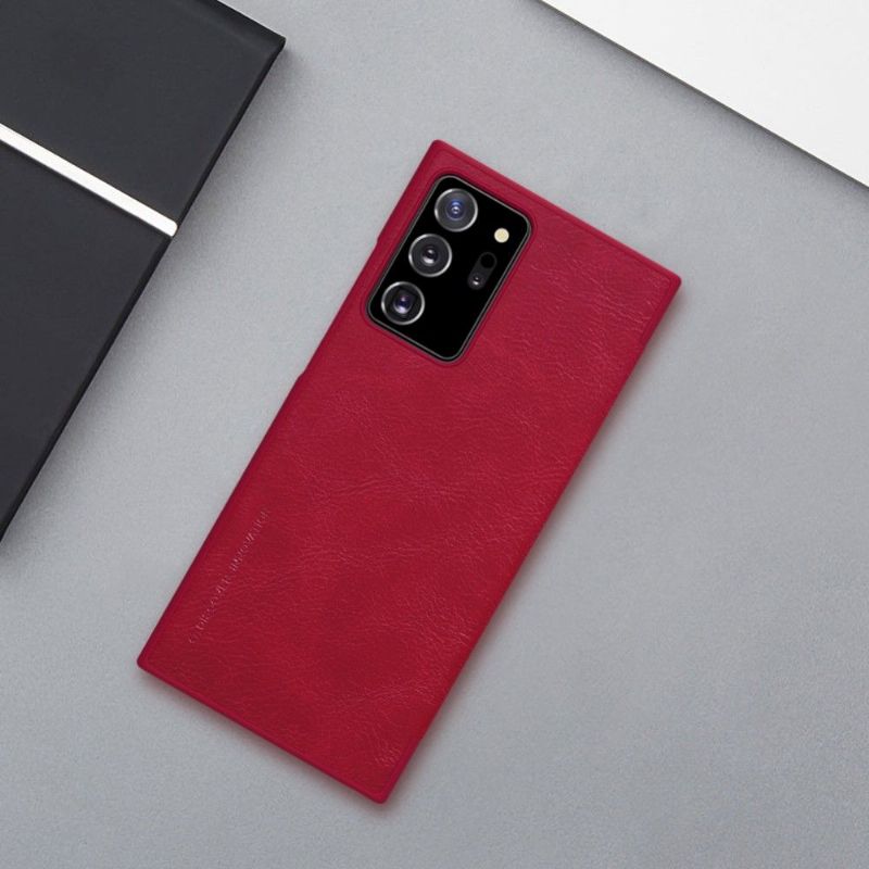 Flip Cover Samsung Galaxy Note 20 Ultra Qin Lædereffekt - Rød