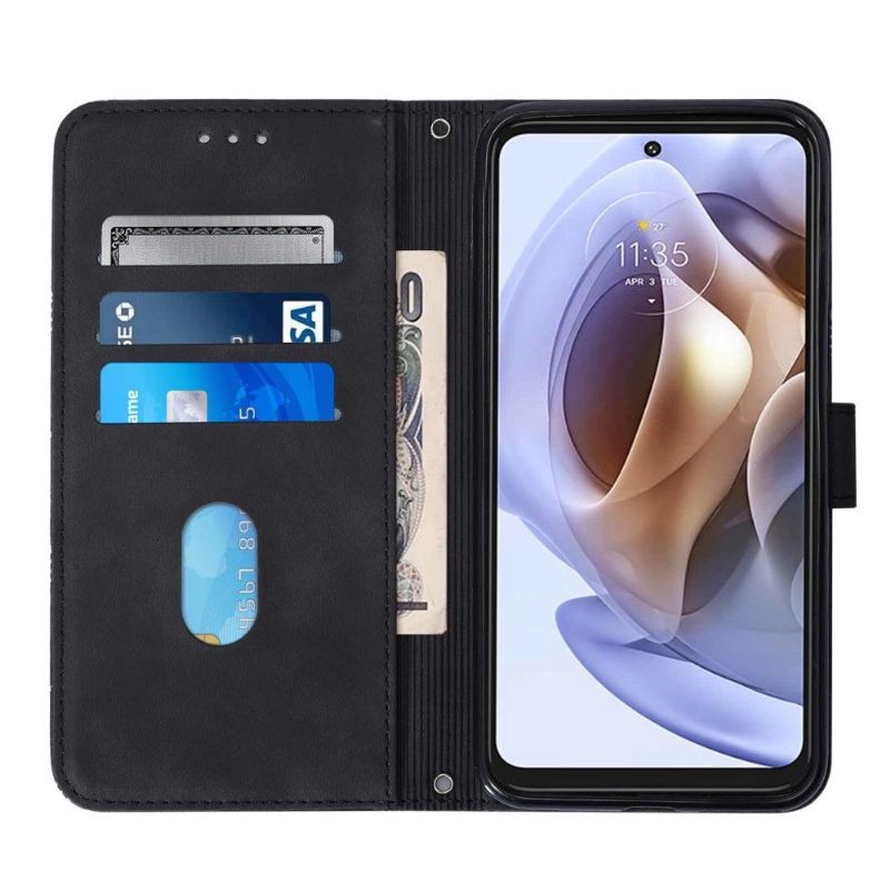 Flip Cover Motorola Moto G31 / Moto G41 Geometrisk Design Med Rem