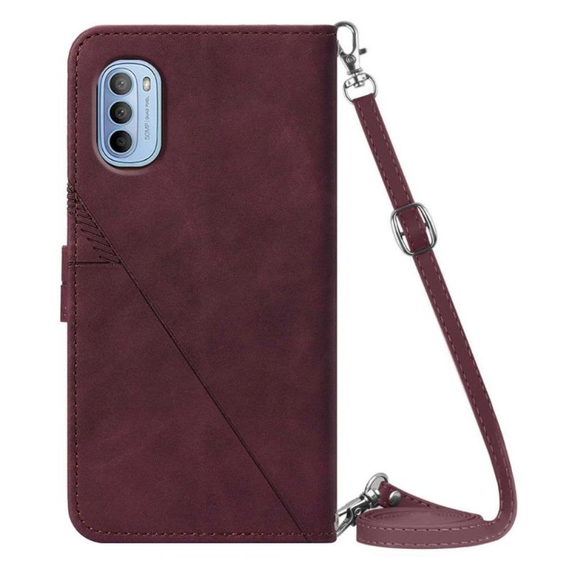 Flip Cover Motorola Moto G31 / Moto G41 Geometrisk Design Med Rem