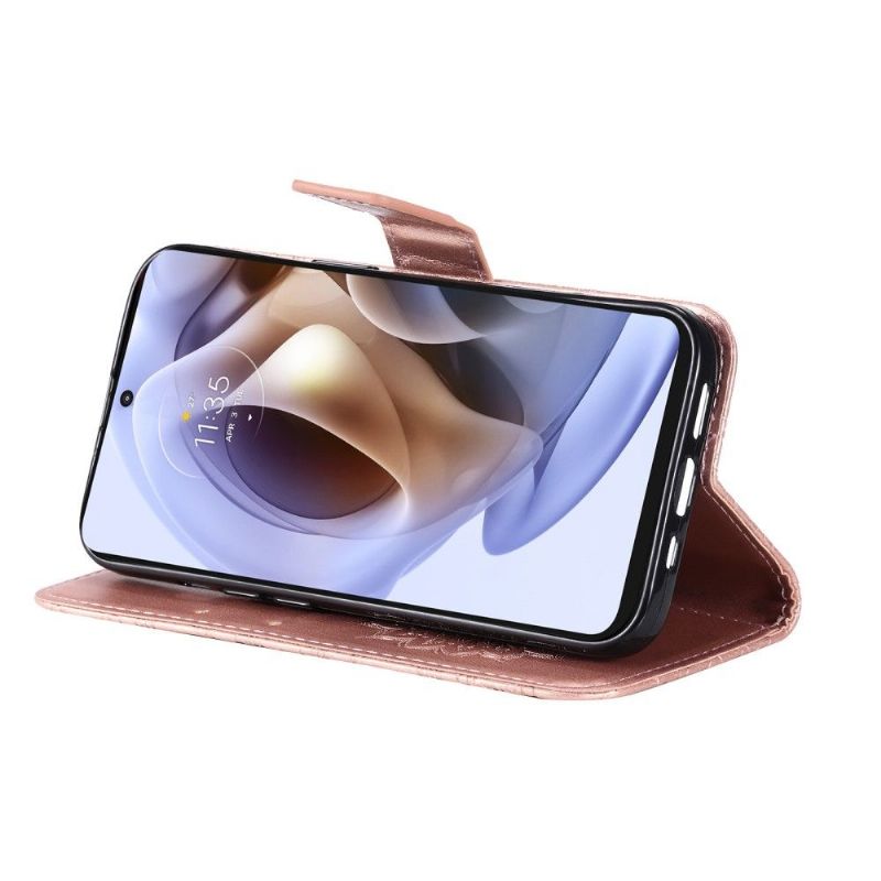 Flip Cover Motorola Moto G31 / Moto G41 Hemming Med Snor Solsikke