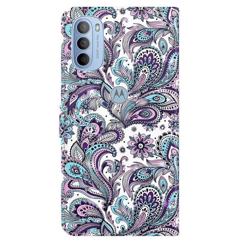 Læder Cover Motorola Moto G31 / Moto G41 Paisley Blomst