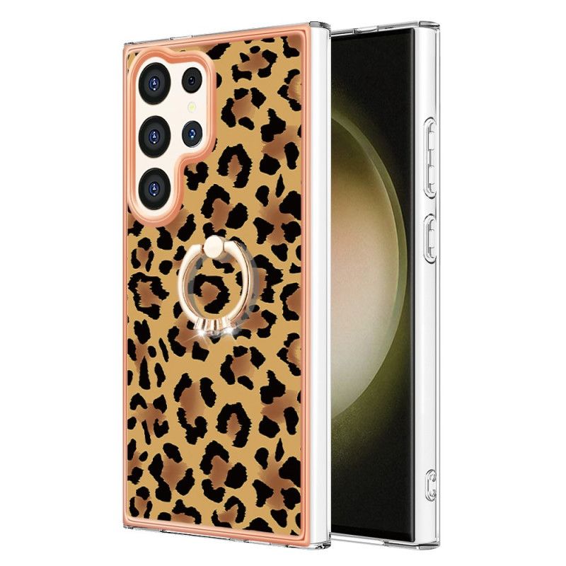 Cover Samsung Galaxy S24 Ultra 5g Telefon Etui Med Leopard Print Ringholder