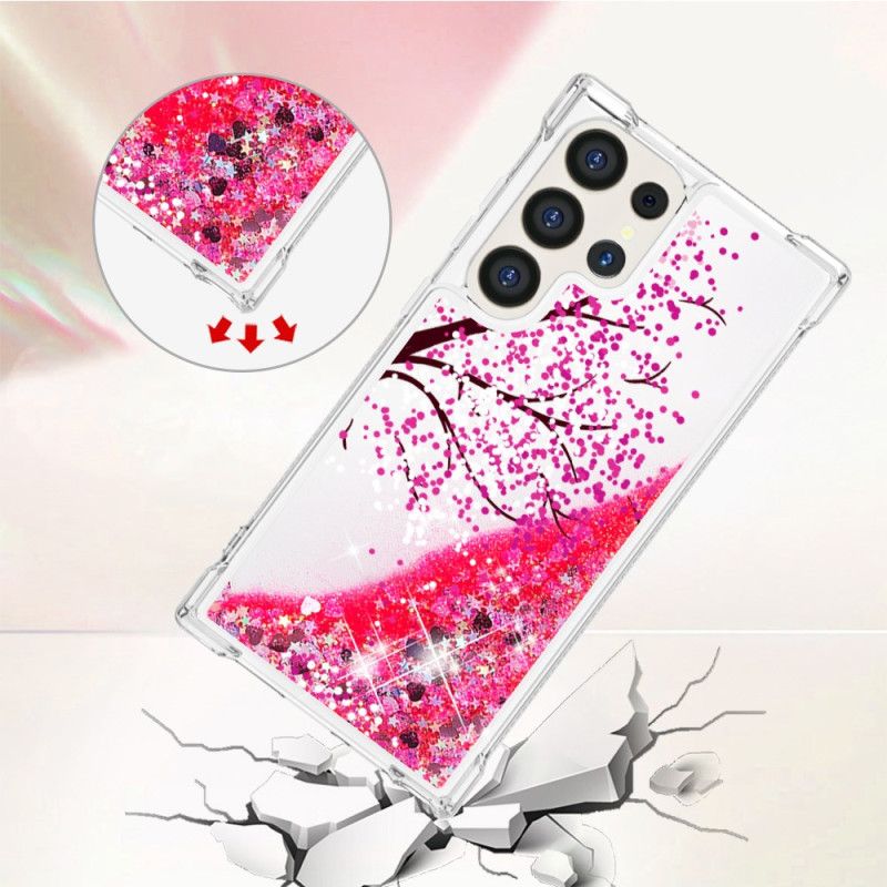 Cover Til Samsung Galaxy S24 Ultra 5g Cherry Blossom Pailletter