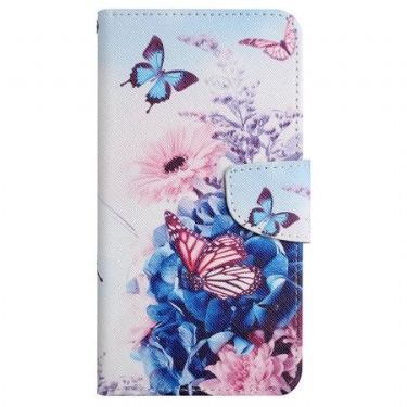 Flip Cover Samsung Galaxy S24 Ultra 5g Lilla Sommerfugle Med Rem