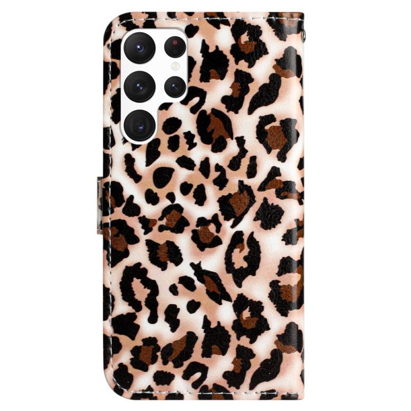 Flip Cover Samsung Galaxy S24 Ultra 5g Strappy Med Leopardtryk