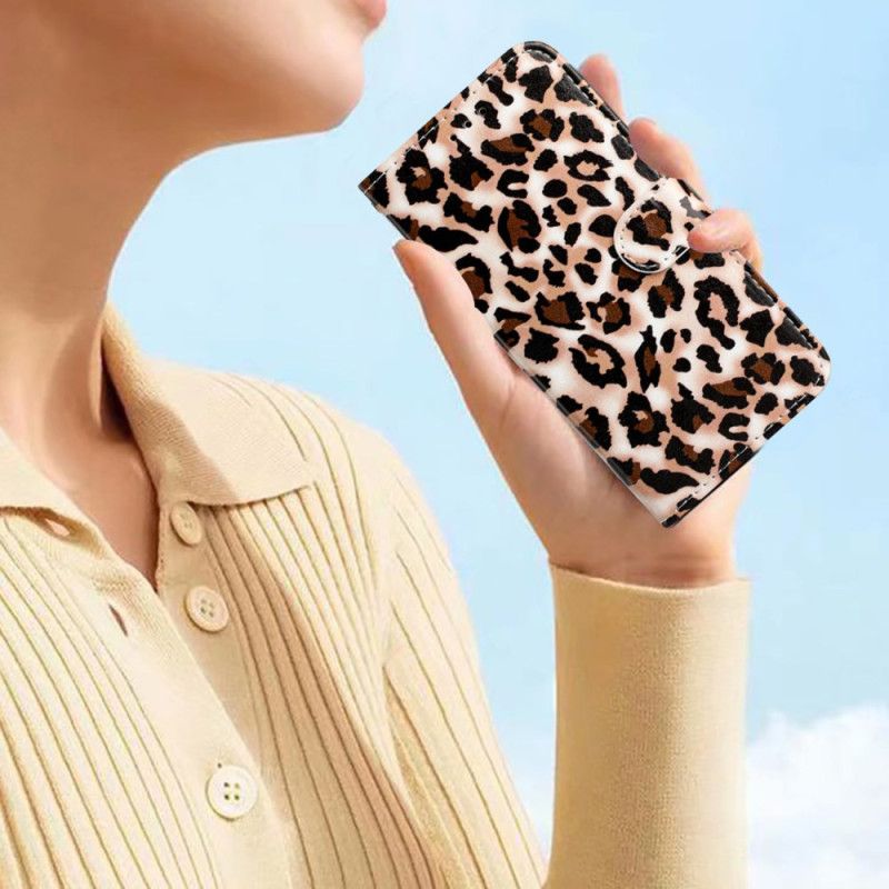 Flip Cover Samsung Galaxy S24 Ultra 5g Strappy Med Leopardtryk