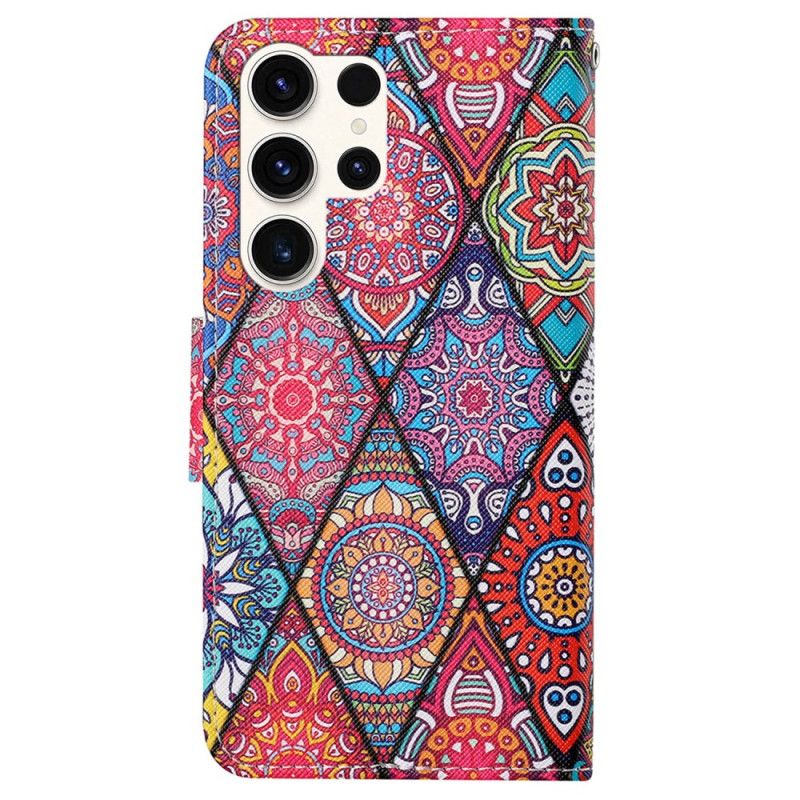 Flip Cover Til Samsung Galaxy S24 Ultra 5g Patchwork Med Rem