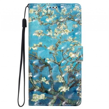 Læder Cover Samsung Galaxy S24 Ultra 5g Abrikosblomster Med Rem