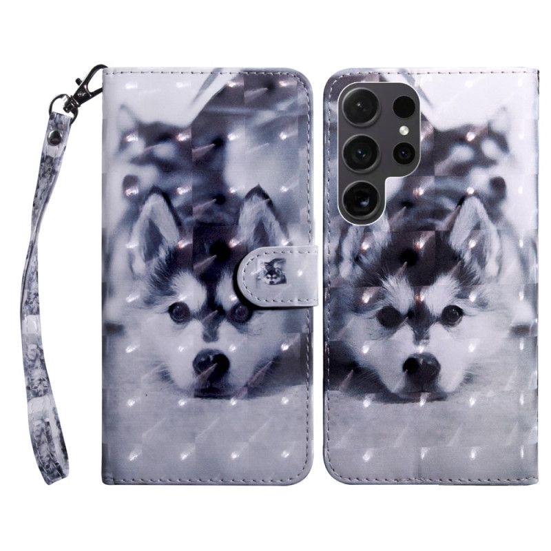 Læder Cover Samsung Galaxy S24 Ultra 5g Telefon Etui Husky Med Rem