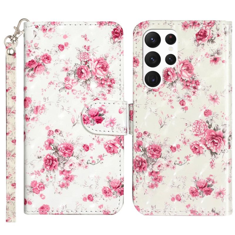 Læder Cover Samsung Galaxy S24 Ultra 5g Telefon Etui Lierty Blomster Med Rem