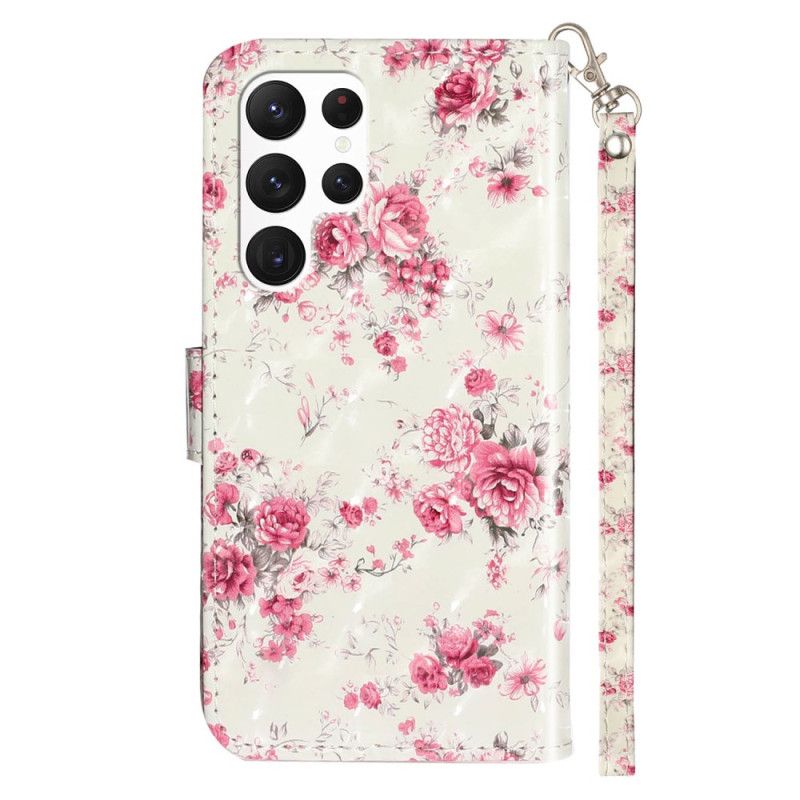 Læder Cover Samsung Galaxy S24 Ultra 5g Telefon Etui Lierty Blomster Med Rem