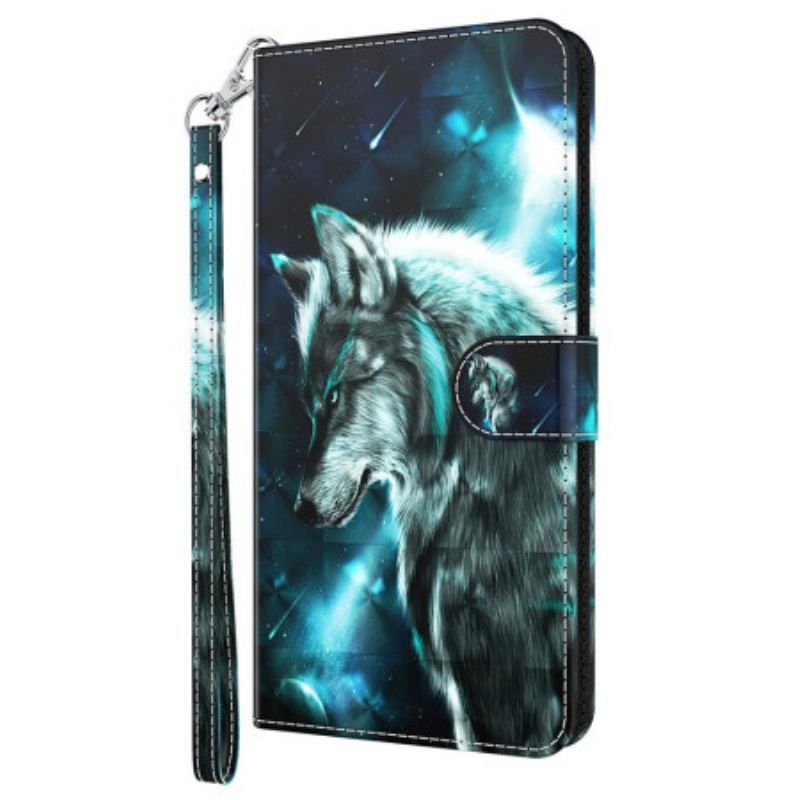 Flip Cover Oppo A54 5G / A74 5G Med Snor Lanyard Wolf