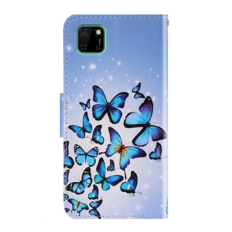 Flip Cover Huawei Y5p Anti-fald Flyvende Sommerfugle