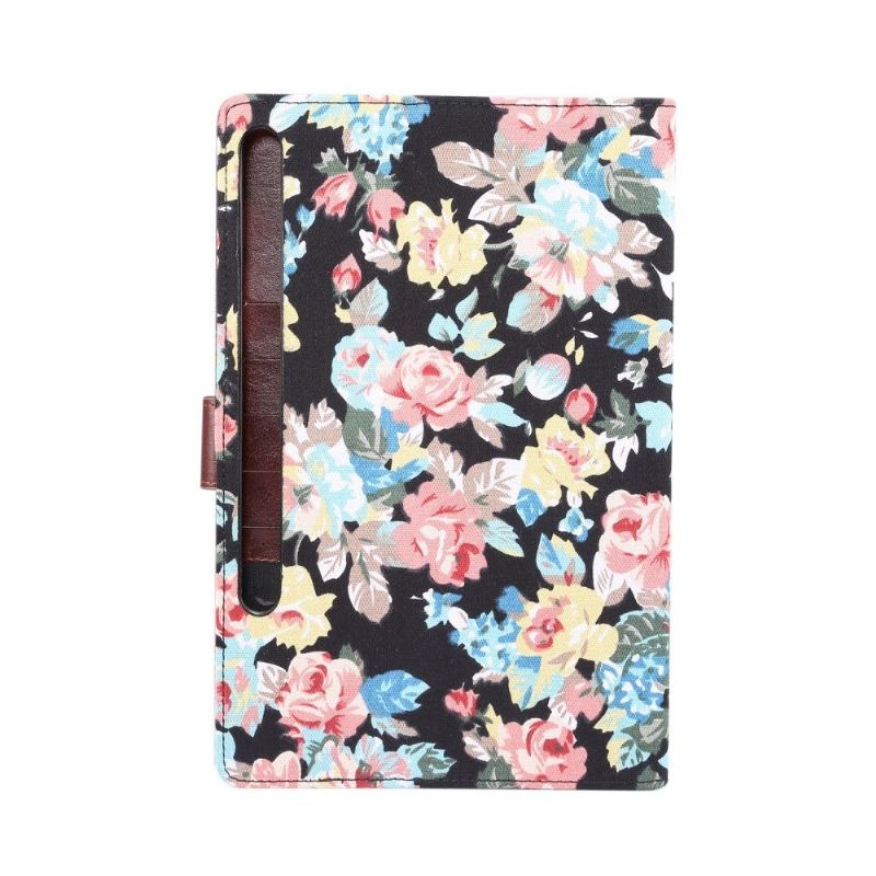 Læder Cover Samsung Galaxy Tab S7+ Blomsterstof