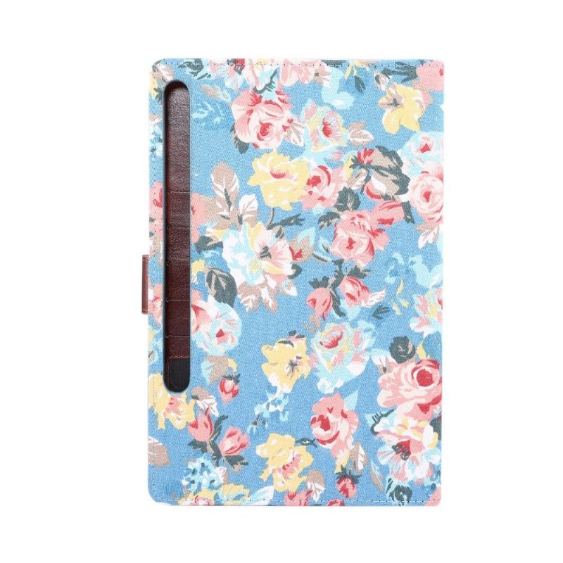 Læder Cover Samsung Galaxy Tab S7+ Blomsterstof