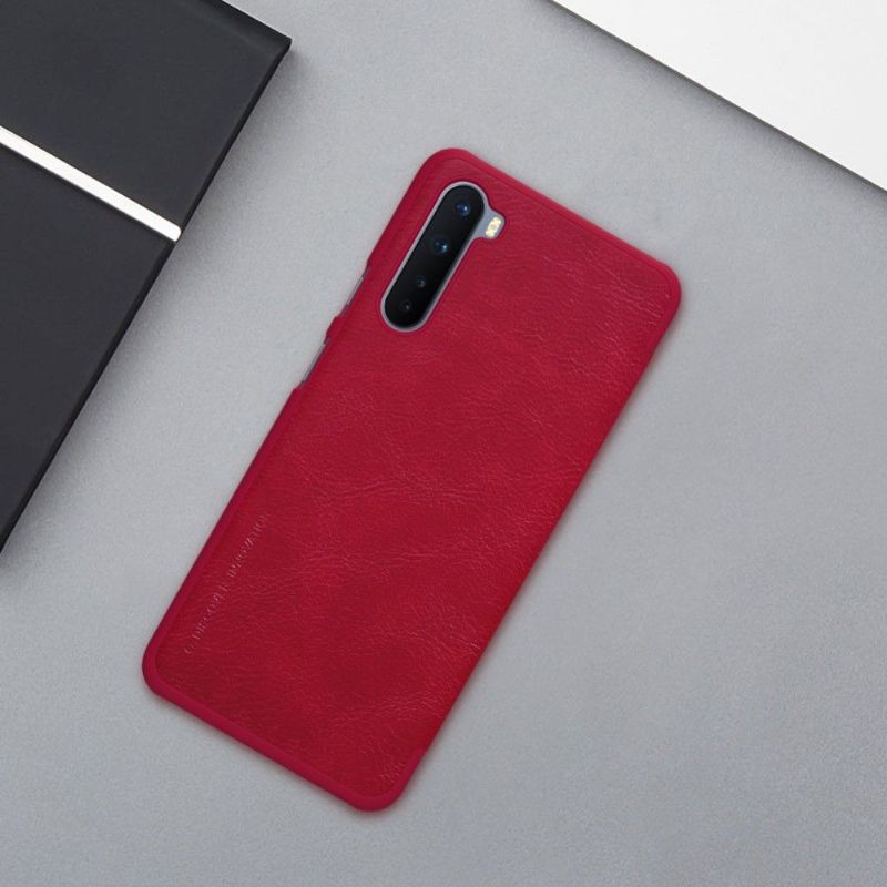 Flip Cover OnePlus Nord Qin Series Lædereffekt - Rød