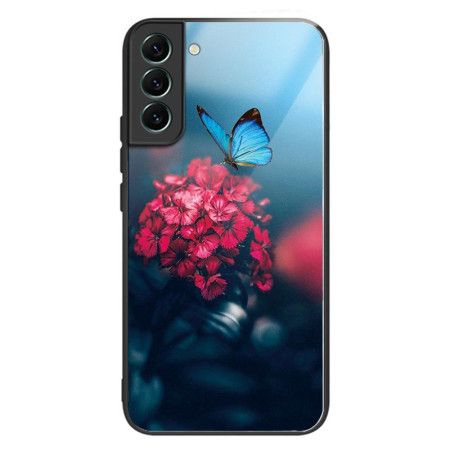 Cover Samsung Galaxy S24 Plus 5g Hærdet Glas Med Blomster Og Sommerfugle