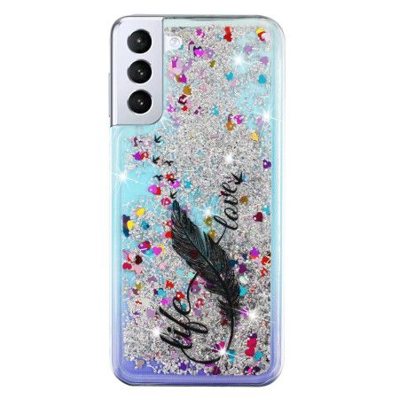 Cover Samsung Galaxy S24 Plus 5g Telefon Etui Flydende Glitter Og Fjer