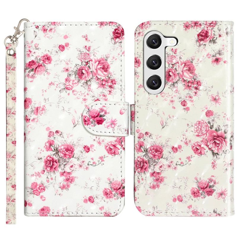 Flip Cover Samsung Galaxy S24 Plus 5g Frihedsblomster Med Rem