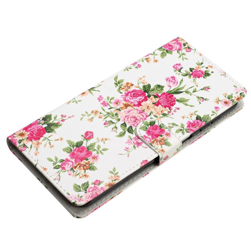 Flip Cover Samsung Galaxy S24 Plus 5g Røde Blomster Med Rem