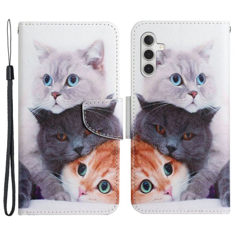 Flip Cover Til Samsung Galaxy S24 Plus 5g Tre Katte Med Remme