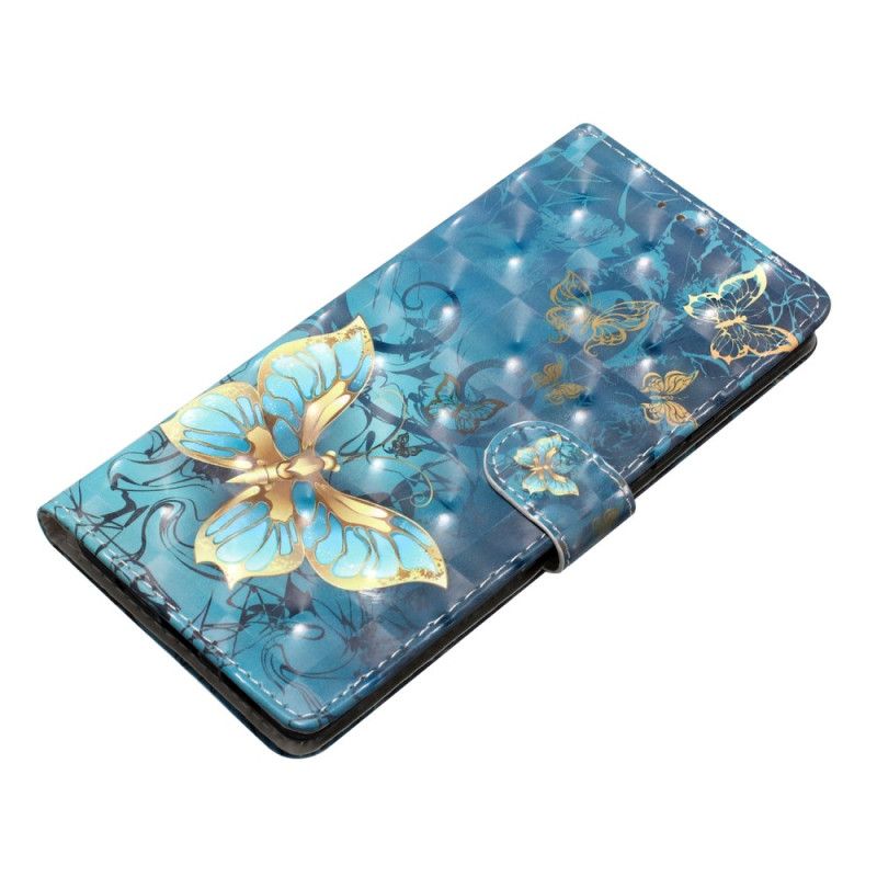 Læder Cover Samsung Galaxy S24 Plus 5g Telefon Etui 3d Sommerfuglemønster Med Rem