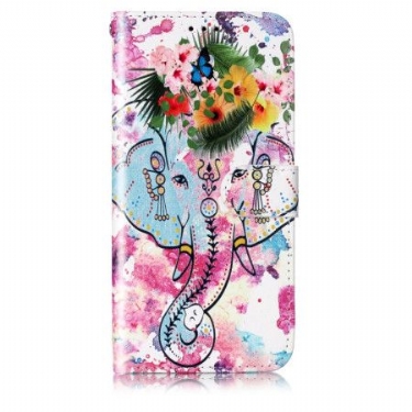 Læder Cover Samsung Galaxy S24 Plus 5g Telefon Etui Blomsterelefant Med Rem