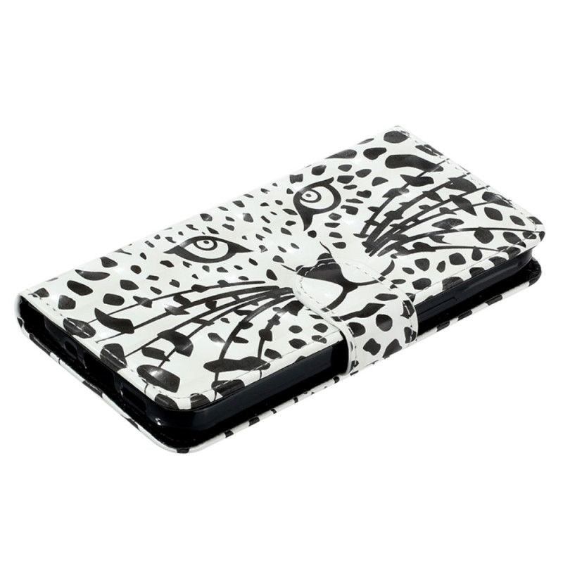 Læder Cover Samsung Galaxy S24 Plus 5g Telefon Etui Leopardhoved Med Rem