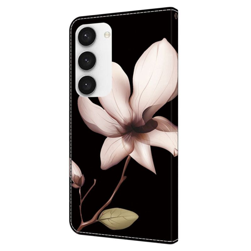 Læder Cover Samsung Galaxy S24 Plus 5g Telefon Etui Lyserød Blomst