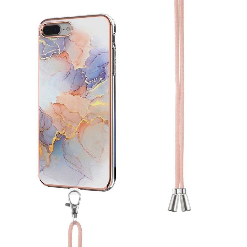 Cover iPhone 8 Plus / 7 Plus Med Snor Farvet Marmor