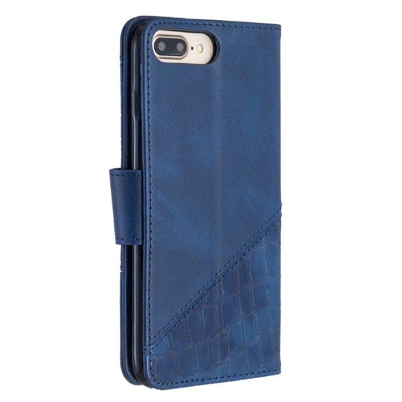 Flip Cover iPhone 8 Plus / 7 Plus Hemming Croc Aspect Læder Effekt