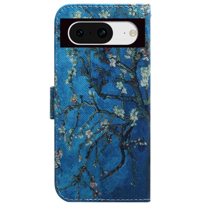 Læder Cover Google Pixel 8 Telefon Etui Blomstrende Grene