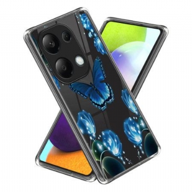 Cover Til Xiaomi Redmi Note 13 Pro 4g Blå Sommerfugle Og Blomster