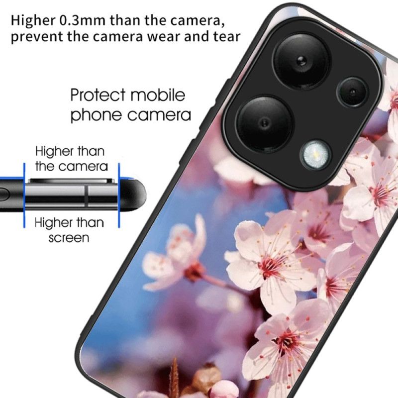 Cover Til Xiaomi Redmi Note 13 Pro 4g Ferskenblomster Af Hærdet Glas