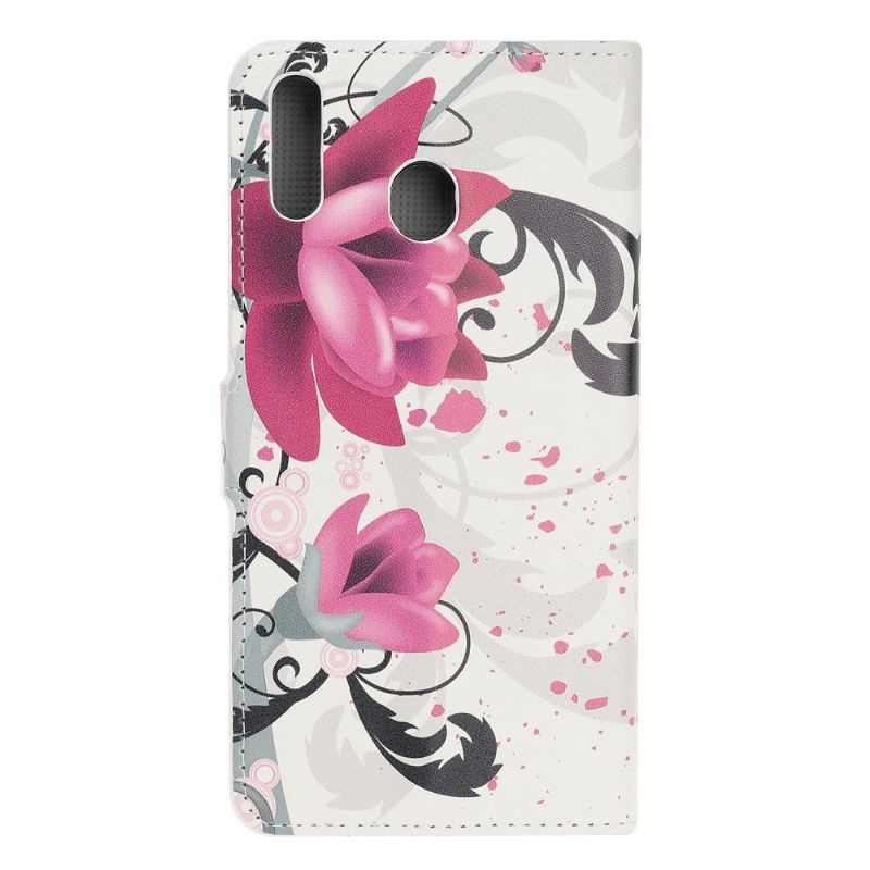 Etui Samsung Galaxy A40 Flip Cover Lotusblomst