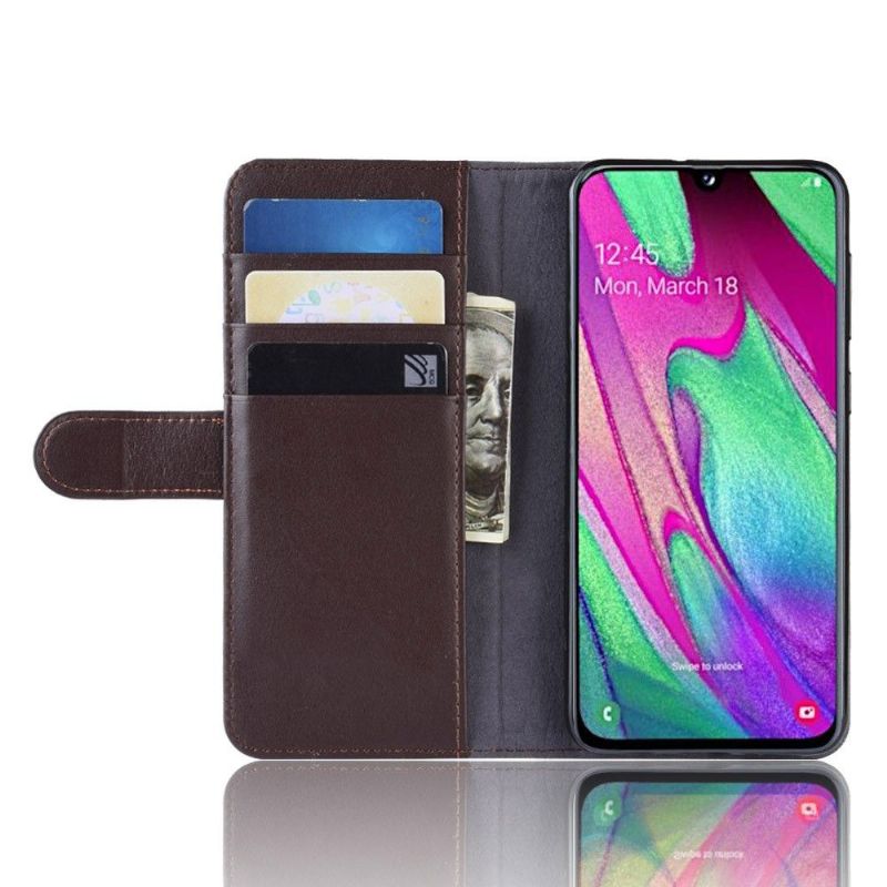 Etui Samsung Galaxy A40 Premium Læder - Brun