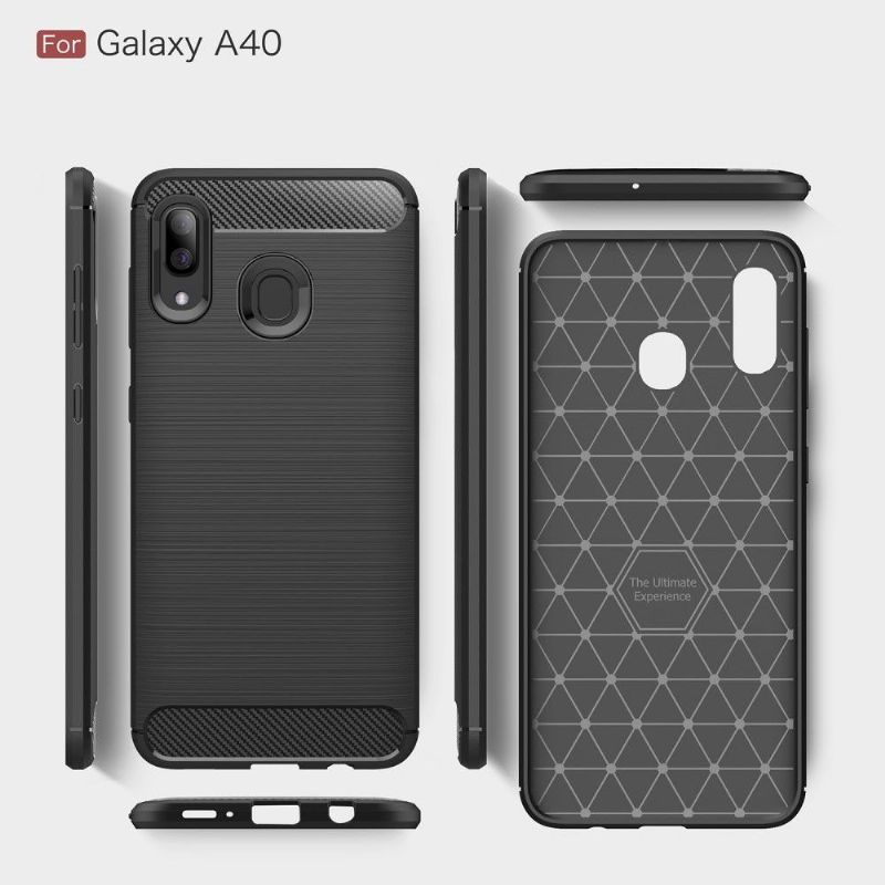 Mobilcover Samsung Galaxy A40 Carbon Børstet Gel