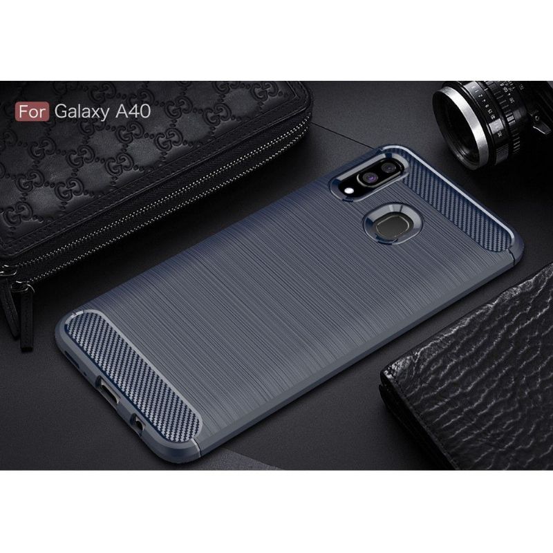 Mobilcover Samsung Galaxy A40 Carbon Børstet Gel