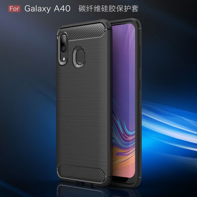 Mobilcover Samsung Galaxy A40 Carbon Børstet Gel