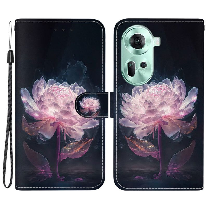 Flip Cover Oppo Reno 11 5g Lilla Pæon Med Rem